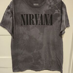 NIRVANA Black Logo on Gray Tie-Dye Tee